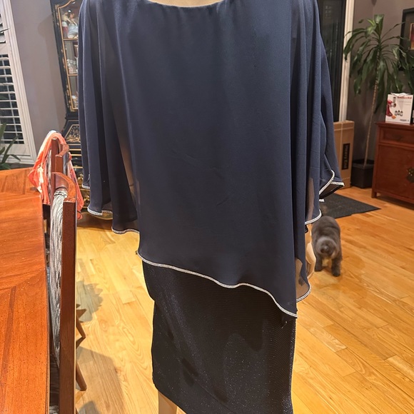 Frank Lyman Rich Navy Cocktail, All Occasions Dress with Attached Cape NWOT 16 - Picture 10 of 15